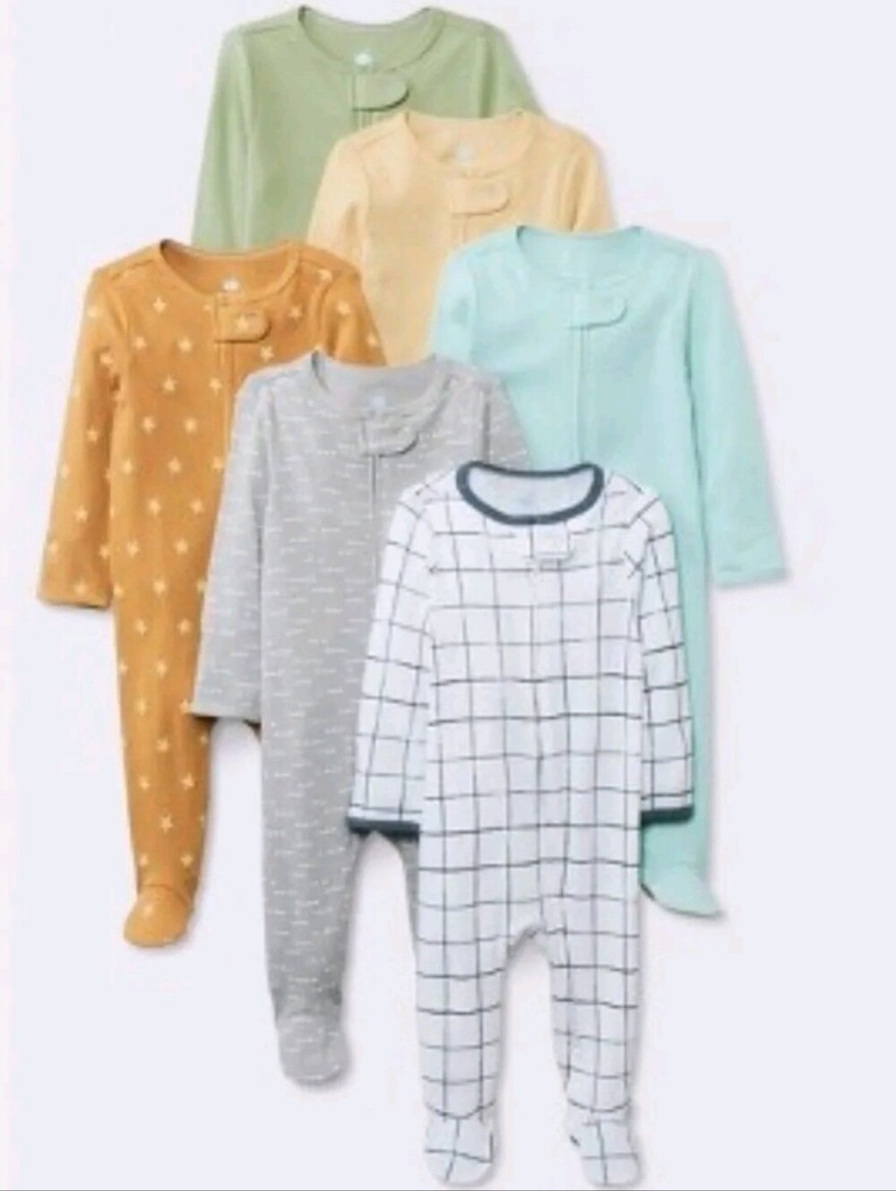 Multipack Cozy Long-Sleeve Baby 6 Piece Sleepers - Multi Color